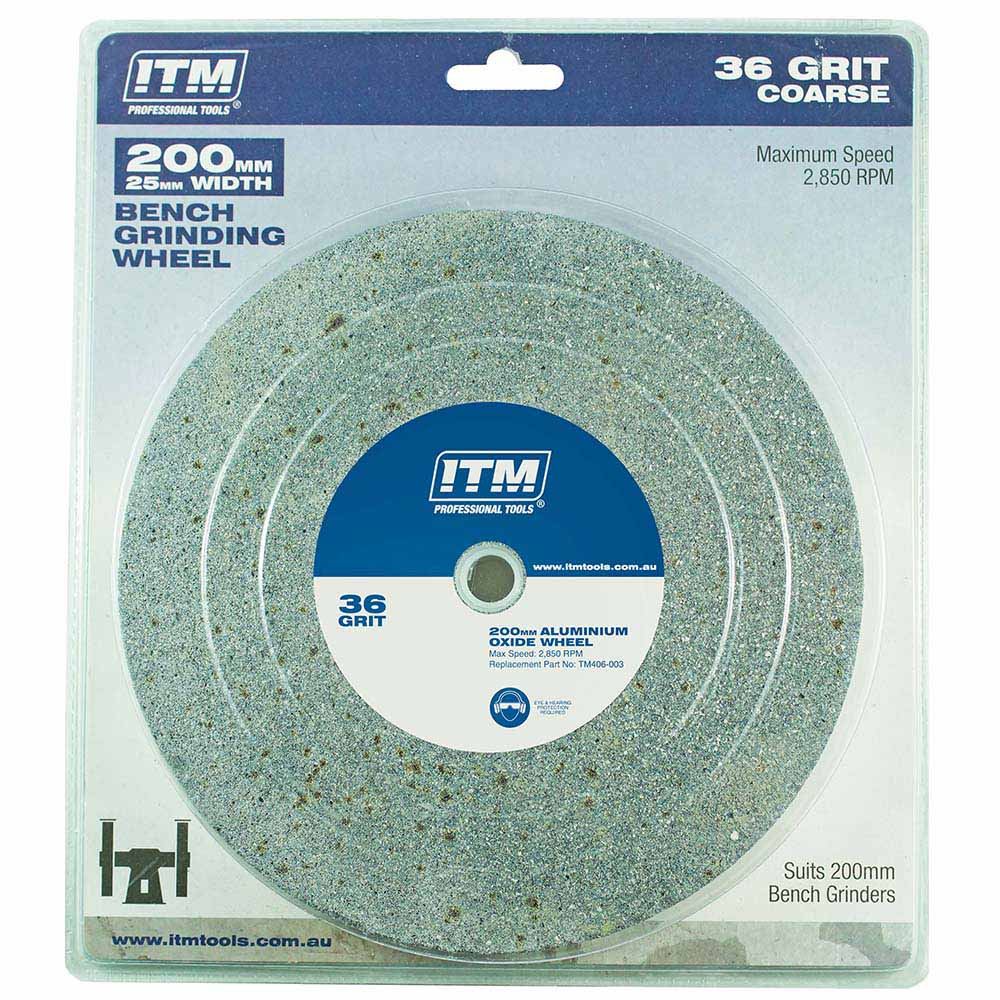 ITM Grinding Wheel Aluminium Oxide 200 X 25mm 36 Grit Coarse