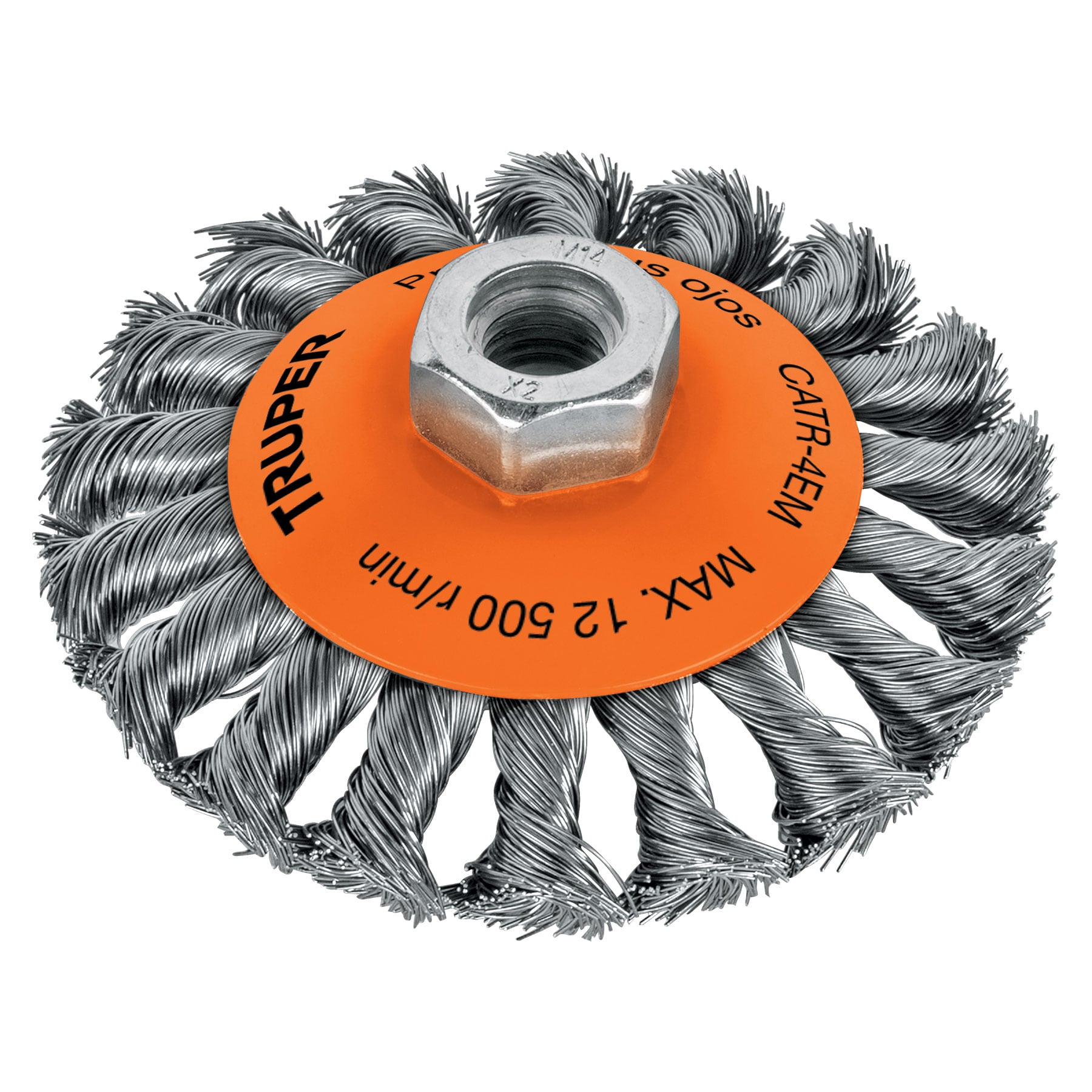 Truper Wire Wheel Brush Concave Twist Knot with 14mm Nut 100mm