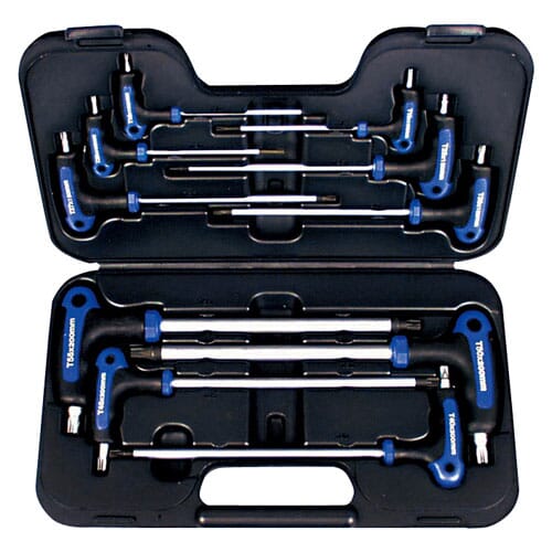 AmPro T-Handle Star Wrench Set 10pc - Star T10, T15, T20, T25, T27, T30, T40, T45, T50, T55