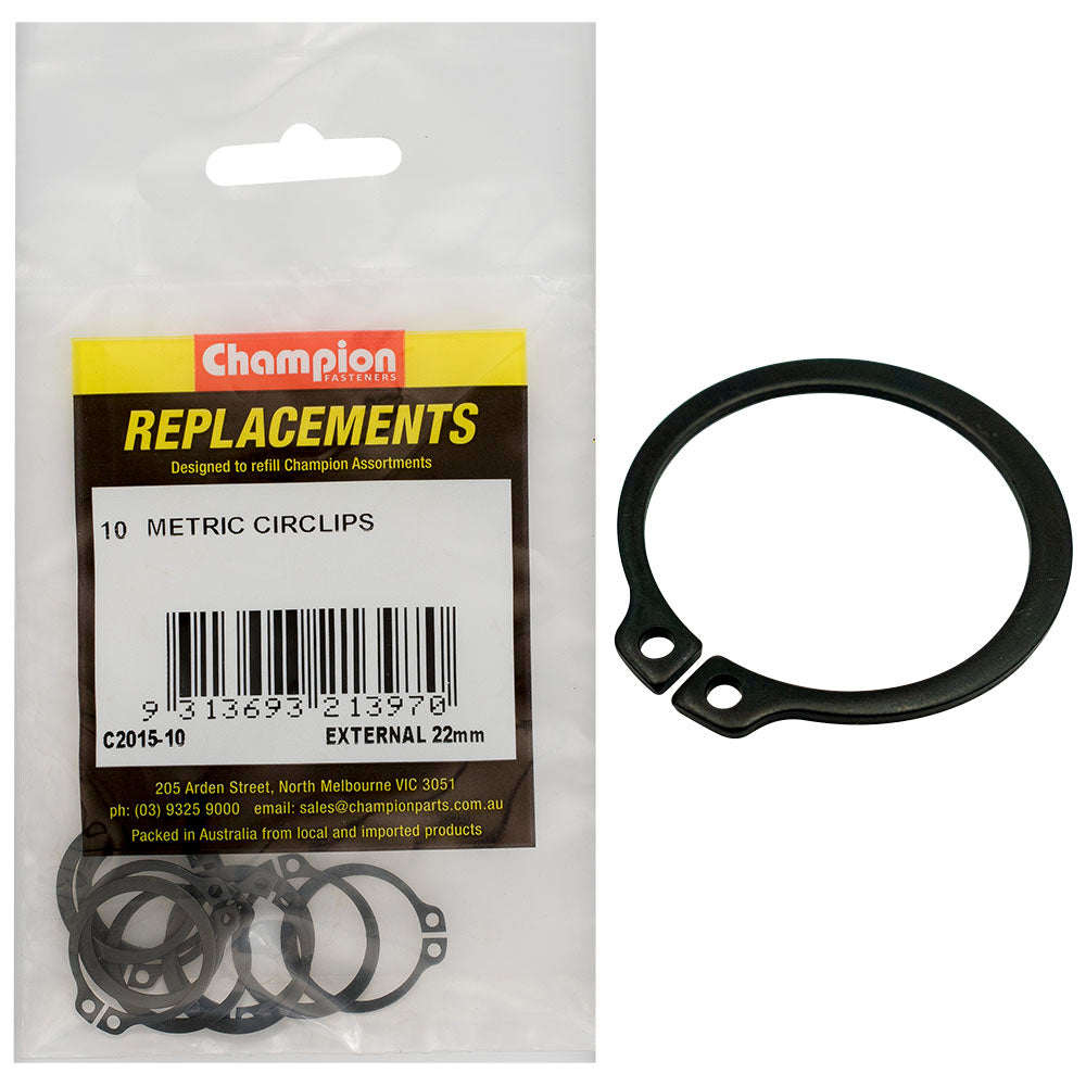 Champion 22mm External Circlip -10Pk