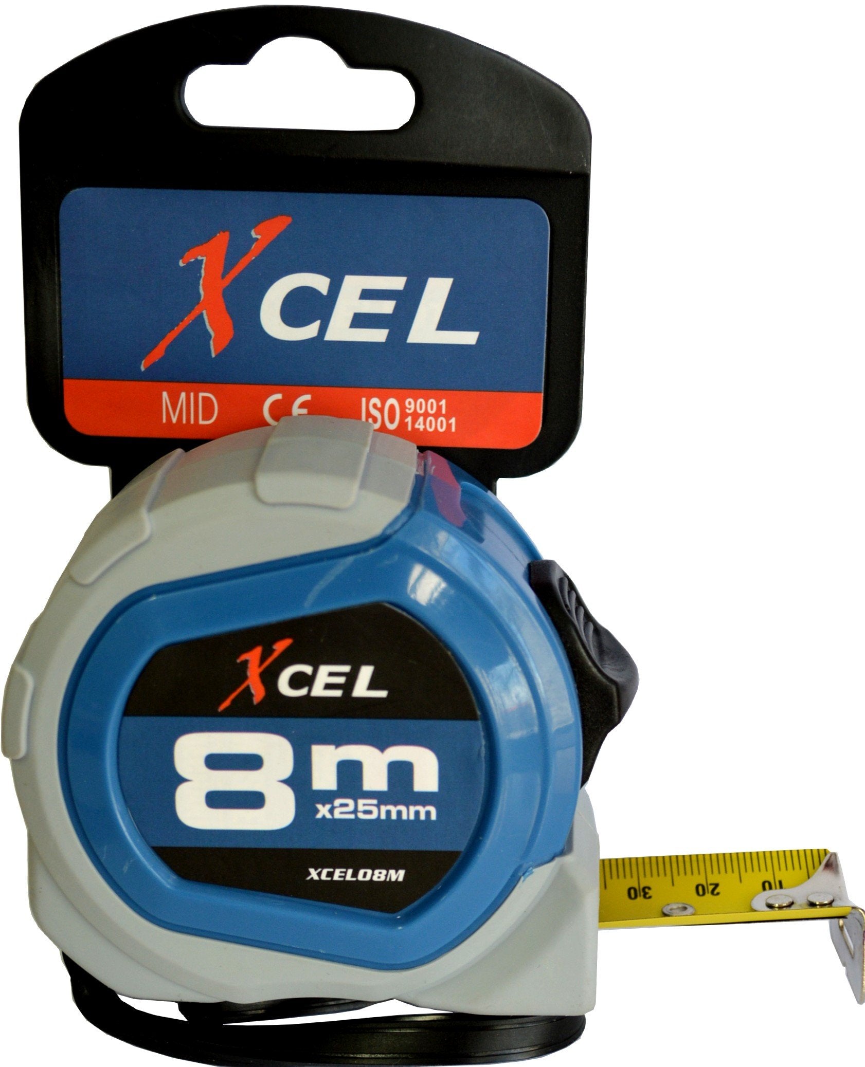 Xcel Tape Measure Blue/Grey ABS Case 25mm Blade - Metric 8m