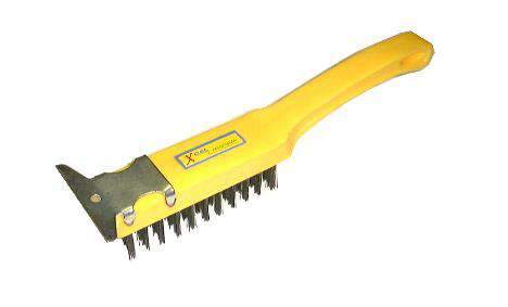 Xcel Wire Brush Plastic Handle With Scraper 4-Row