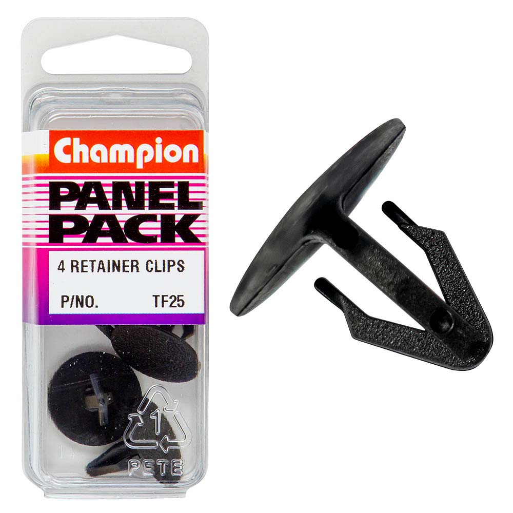 Champion Universal Retainer Clip Black -4Pk