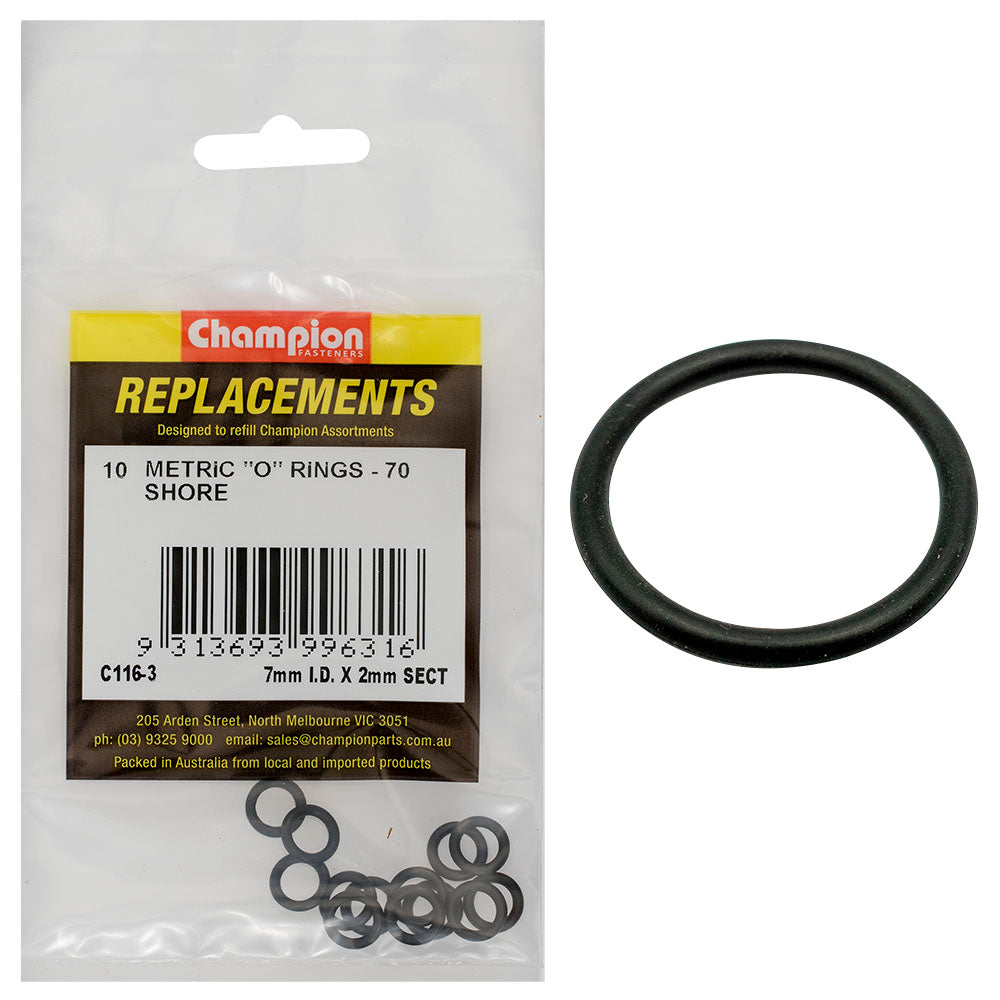 Champion 7mm I.D. X 2mm Metric O-Ring -10Pk