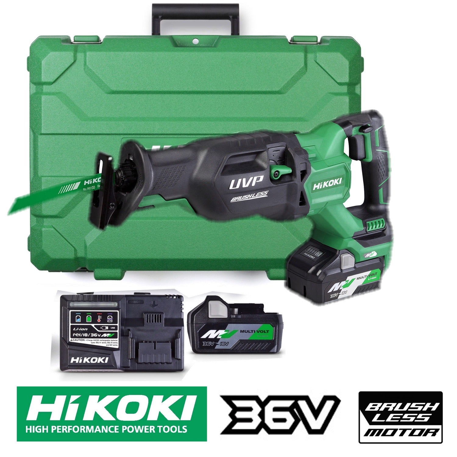 HiKOKI 36V 125mm Brushless Sabre Saw Kit