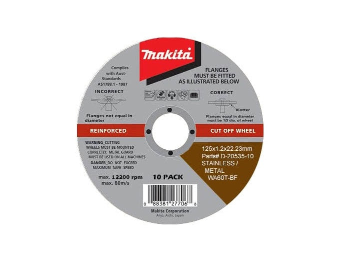 Makita CUTOFF DISC 125x1.2x22mm 10pc