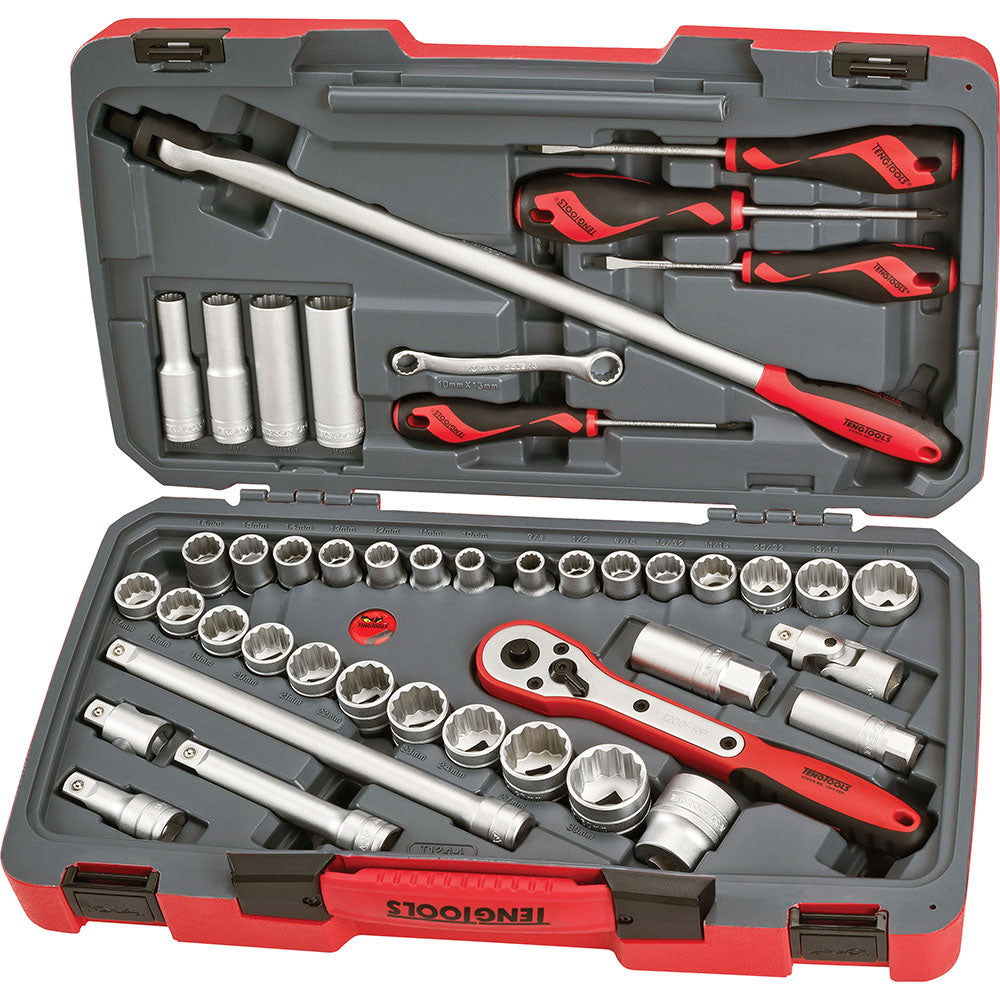 Teng 44pc 1/2in Dr. Metric & AF Socket Set