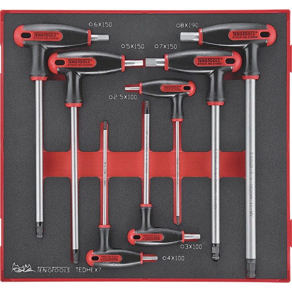 Teng 7pc T-Handle Hex Set 2.5-8mm - TED-Tray