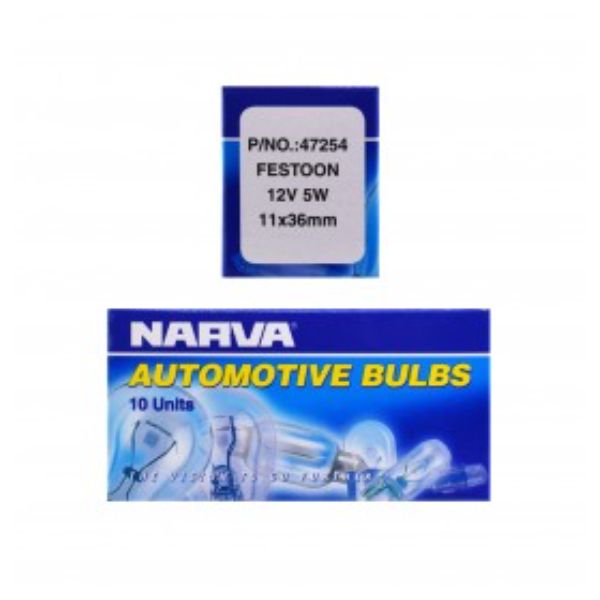 NARVA GLOBE 12V 5W 11X36MM FESTOON PK10