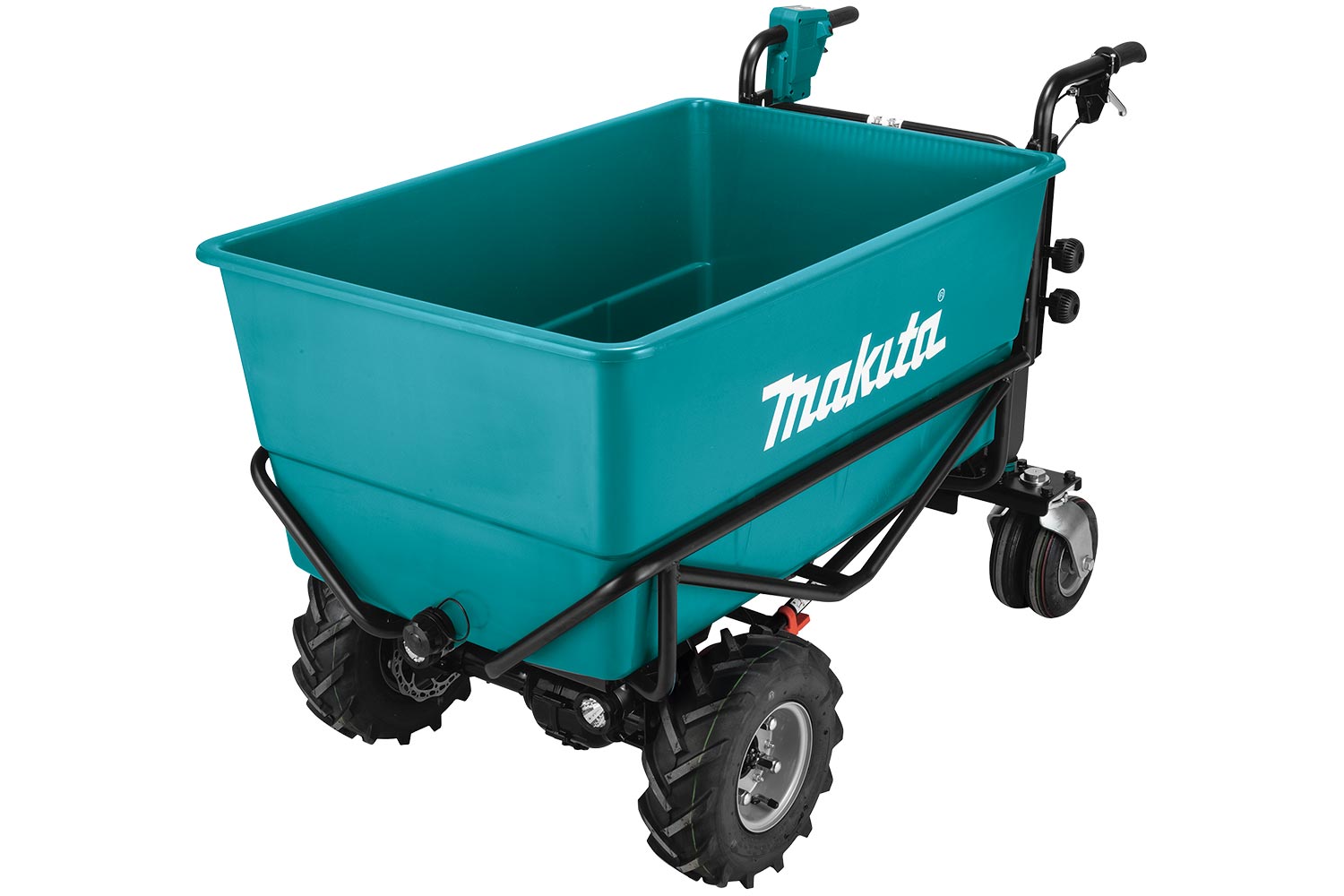 MAKITA 18Vx2 LXT Powered 300kg 4-Wheeled, Flat Bucket