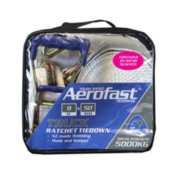 AEROFAST 50mm x 9m Truck Tiedown 5000kg BS + 2 wear sleeves