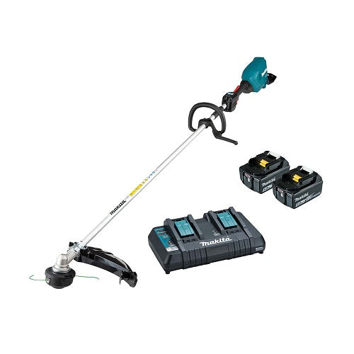 MAKITA 18V X2 B/LESS LINE TRIMMER LOOP HANDLE KIT - 2X 5.0AH BATTS. AND DUAL CHARGER