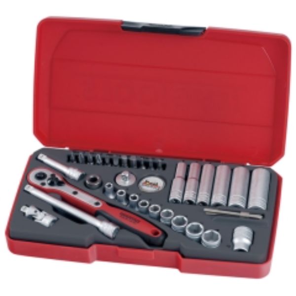 Teng 36pc 1/4in Dr. Metric Reg/Deep Socket Set