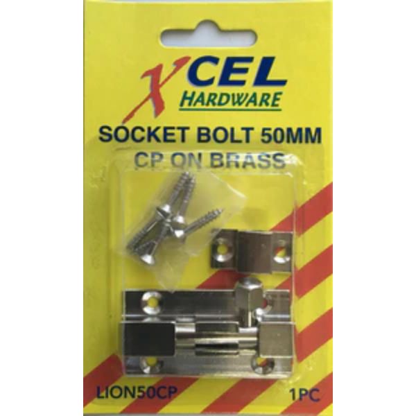 Socket Bolts Onbrass C.P.- Xcel 50mm Carded 50mm Carded