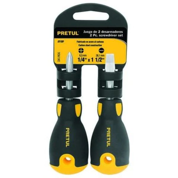 Stumpy Screwdriver Set - Slotted & Phillips 2-Pce