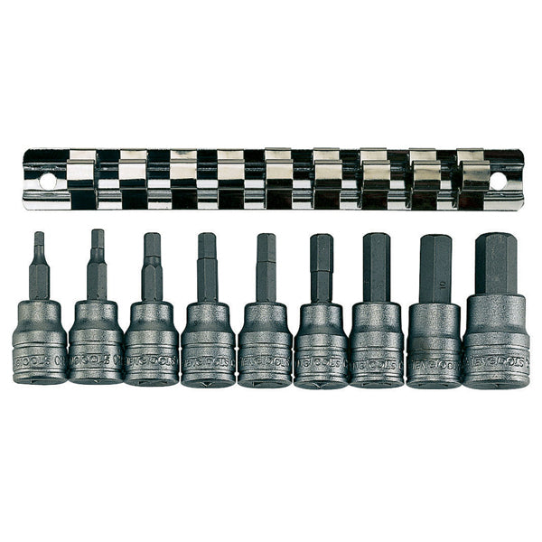 Teng 9pc 3/8in Dr. Metric Hex Bit Skt Set 3-12mm