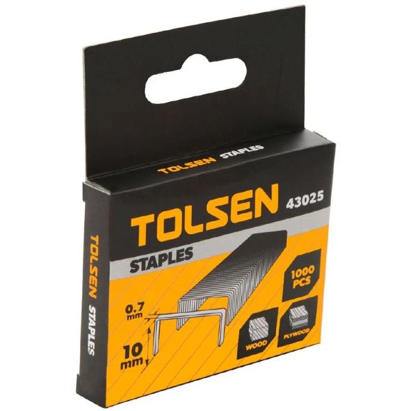 TOLSEN STAPLES 0.7 X 10MM - 1000PCES IP10