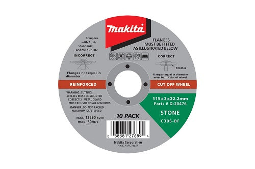 Makita Cut-Off Wheel 180X2X22mm Wa36R