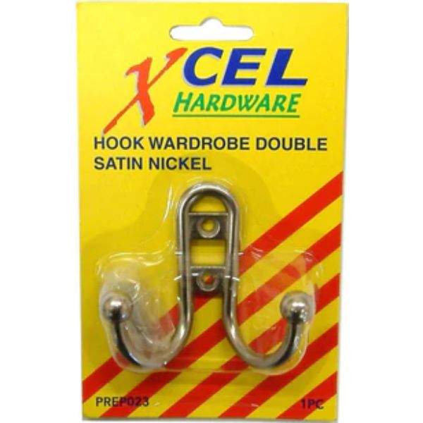 Hooks Wardrobe Double With Ball Tips Satin Chrome Satin Chrome