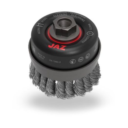 Jaz Cup Brush Twist Knot 100mm x 27mm x 0.8mm - M14 x 2 - Grey Steel BRUC-1001