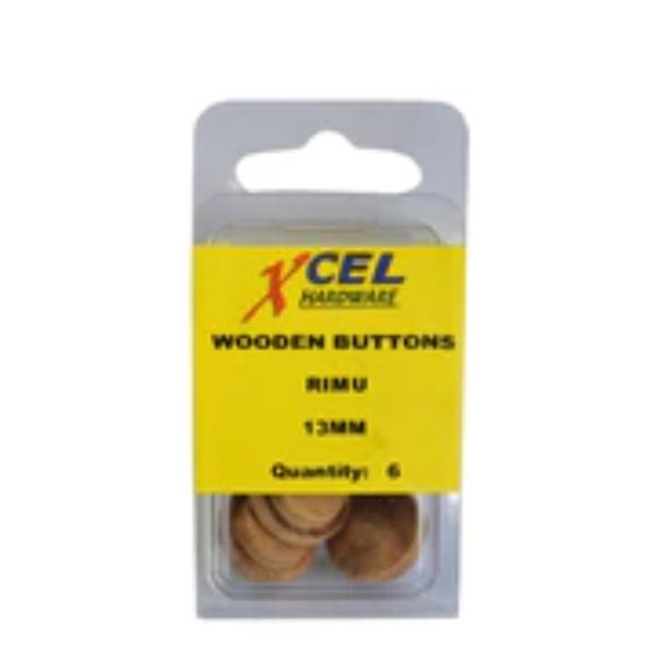 Wooden Pin Buttons Rimu 13mm 6/Pack