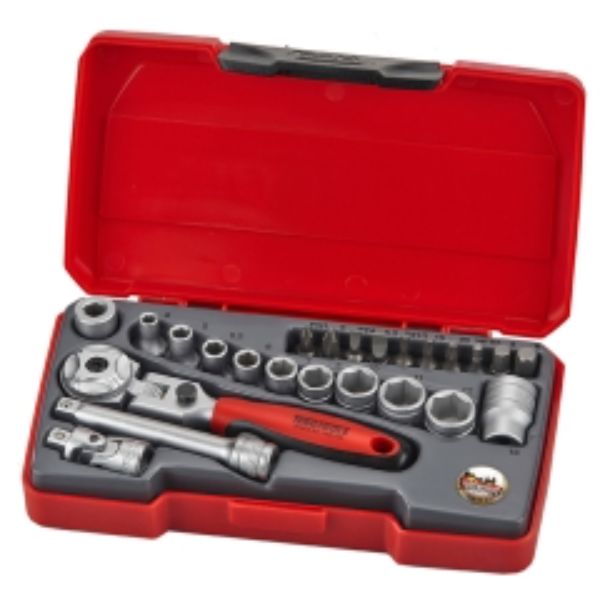 Teng 24pc 1/4in Dr. Mini Metric Socket Set Flex Ratchet.