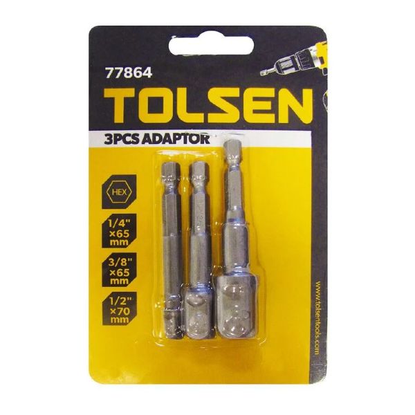 TOLSEN 3PCS ADAPTOR SET 65mm x 1/4,3/8,1/2 in