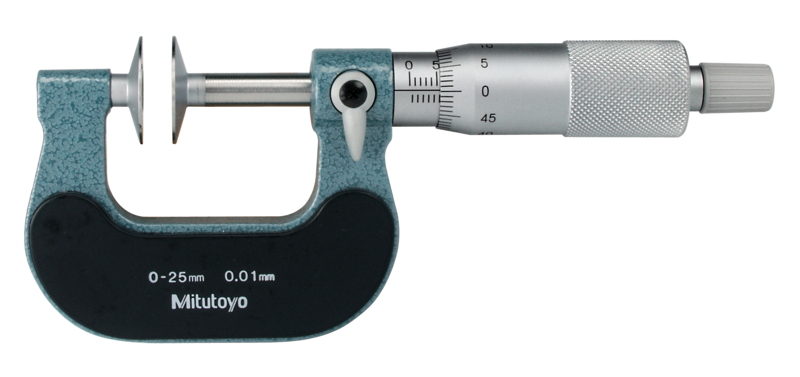 Mitutoyo Disc Micrometer 0-25mm x .01mm Graduations 20mm Anvils