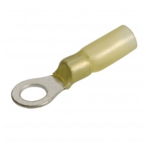 H/SHRINK RING TERMINAL YELLOW 6.3MM PK12