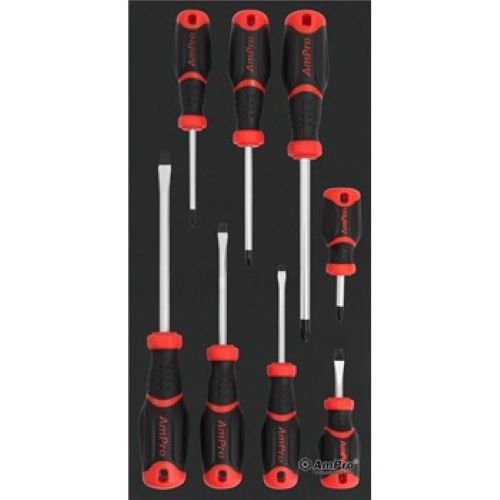 AMPRO Power Grip Screwdriver Set 8pc