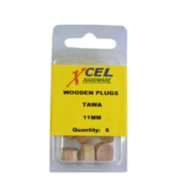 Wooden Plug Buttons Tawa 11mm 6/Pack