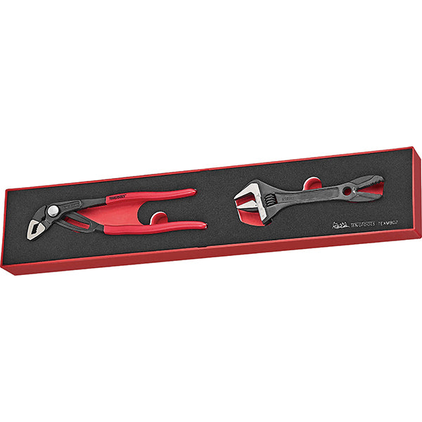 Teng 2pc Plier/Adjustable Wrench Set - TEX-Tray