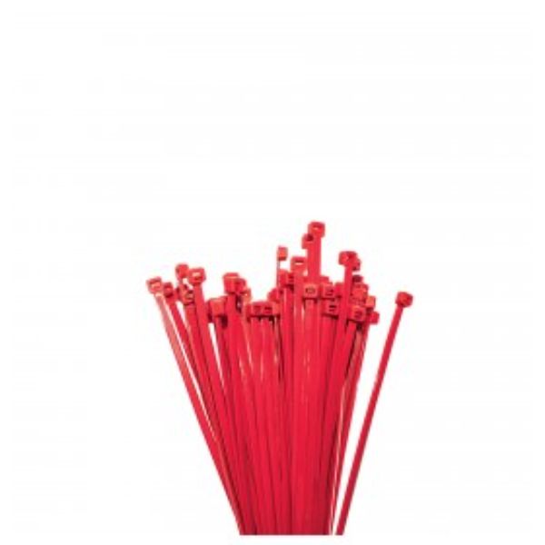 150 X 3.6MM NYLON CABLE TIE - RED - 100PK