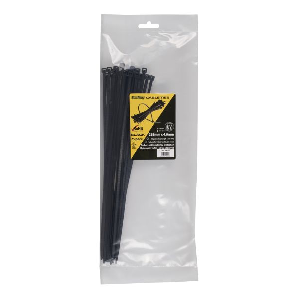 #288Mm X 4.6Mm Uv Black Cable Tie -25Pk