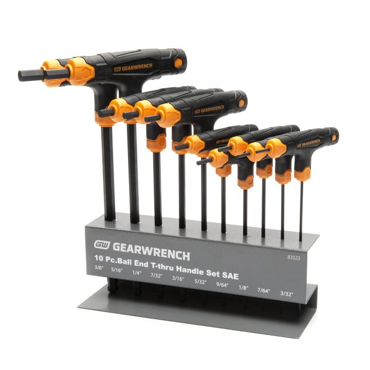 10PC SAE T HANDLE BALL END HEX KEY SET