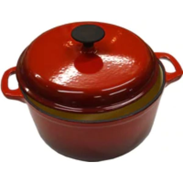 Cast Iron Casserole Enamel Red & White Round 240mm