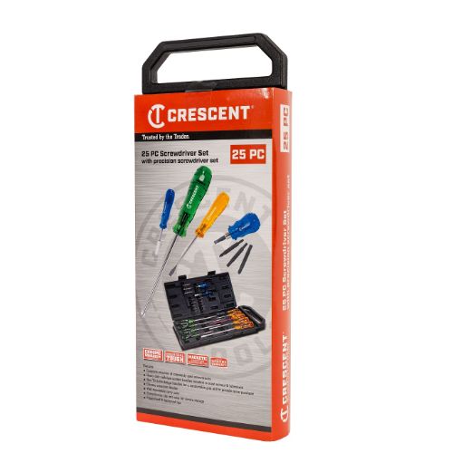 CRESCENT SCREWDRIVER SET 25 PCE, TRILOBE ACETATE