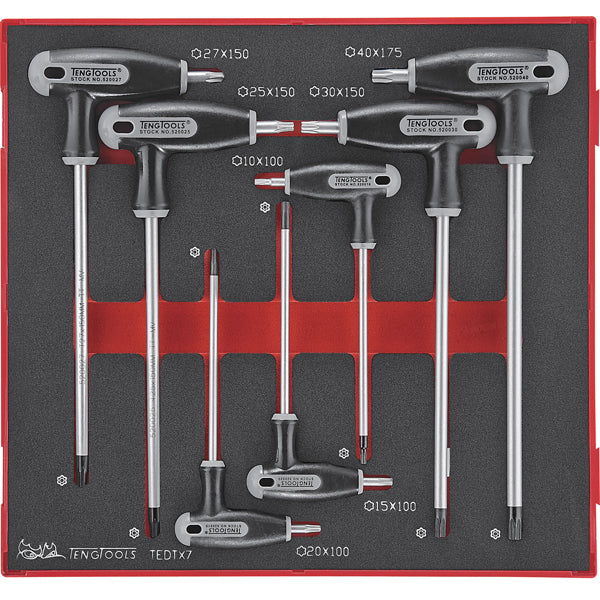 Teng 7pc Torx Tp/Tpx T-Handle Set 10-40 -TED-Tray