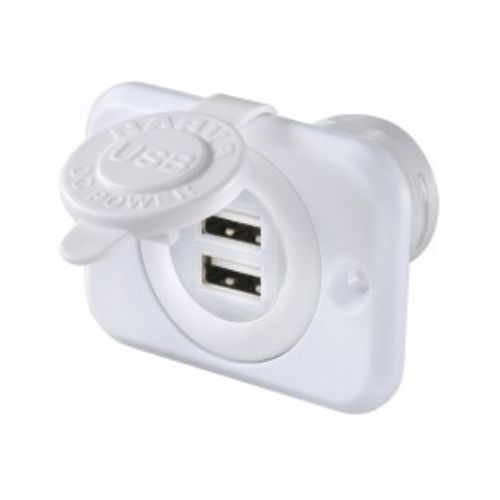 DUAL USB SOCKET F/MOUNT WHITE BL