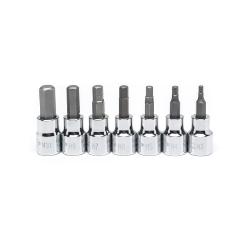 CRESCENT 7 PC,HEX BIT SOCKET SET,MM,3/8 INCH DRIVE