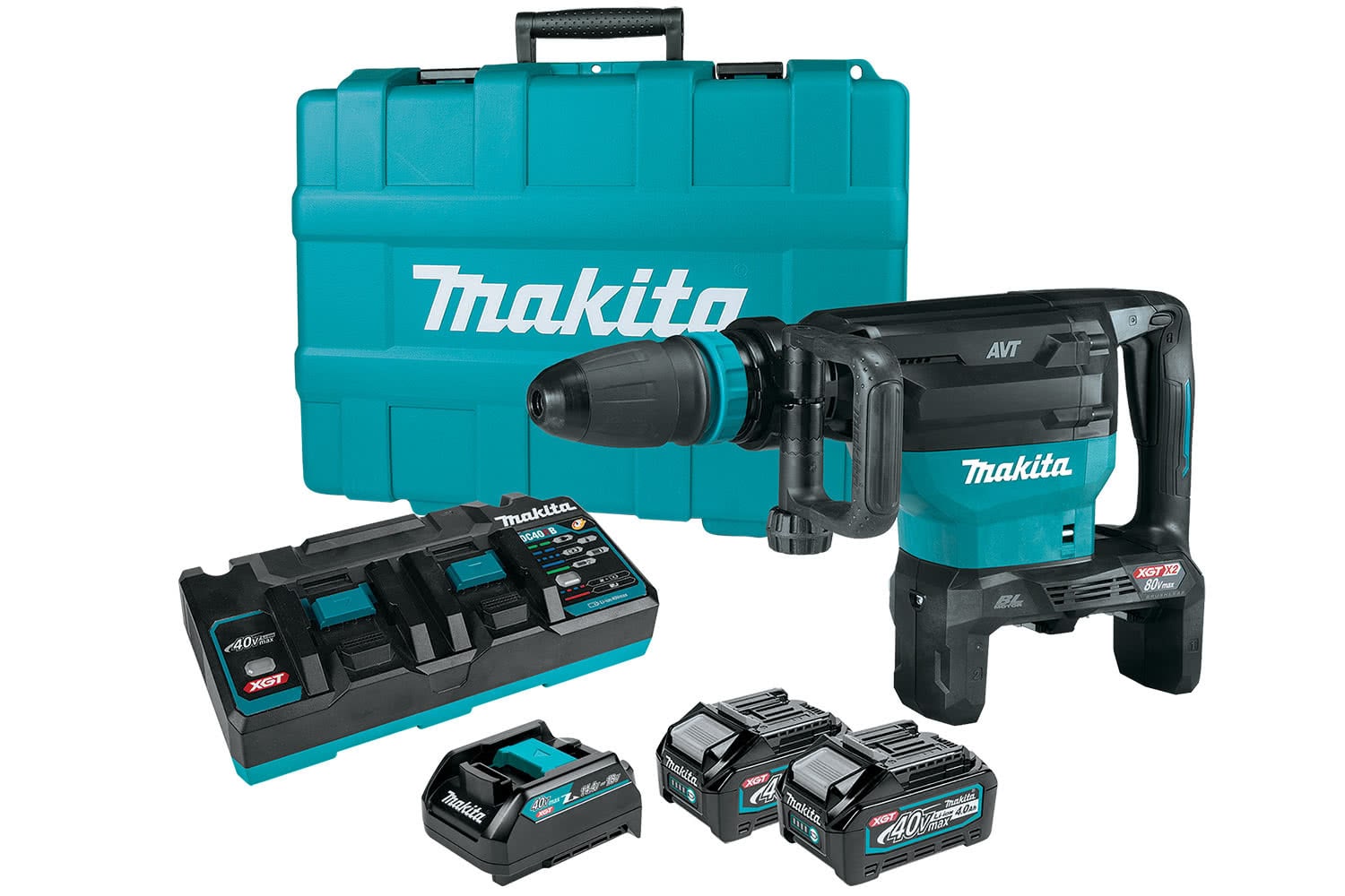 MAKITA 80Vmax (40Vx2) XGT Brushless 18mm AWS Demolition Hammer - SDS-Max Kit