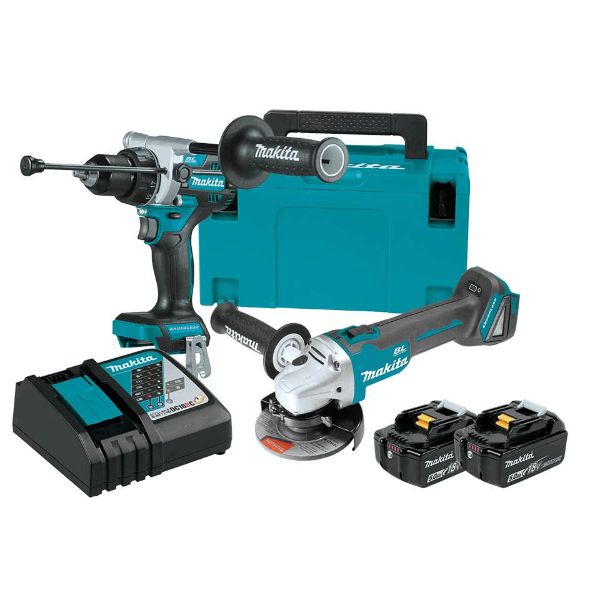 Makita 18V LXT Brushless 2-Piece Hammer Drill / Angle Grinder Kit