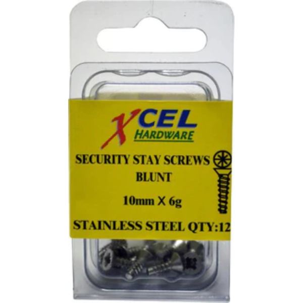 Security Stay Screws Blunt-St.Steel 6Gx10mm -12-