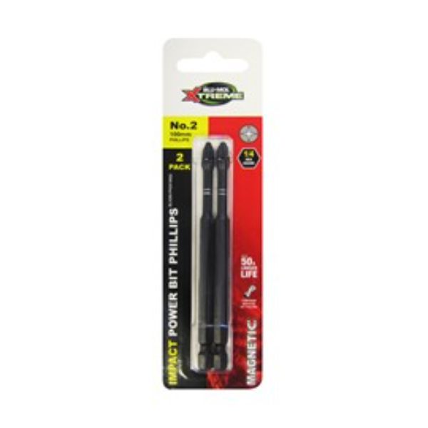 BLU-MOL XTREME IMPACT BIT PHILLIPS No.2 x 150mm 2PK CLAM