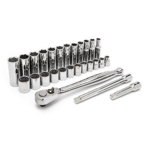 CRESCENT 27PC,3/8 INCH DRIVE SCKT WR SET,STD/DEEP,MM