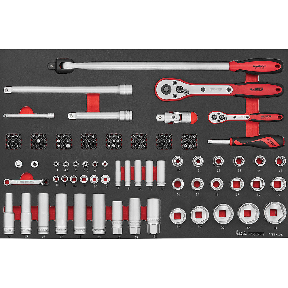 Teng 126pc Socket Set 1/4 & 1/2in Dr. EVA