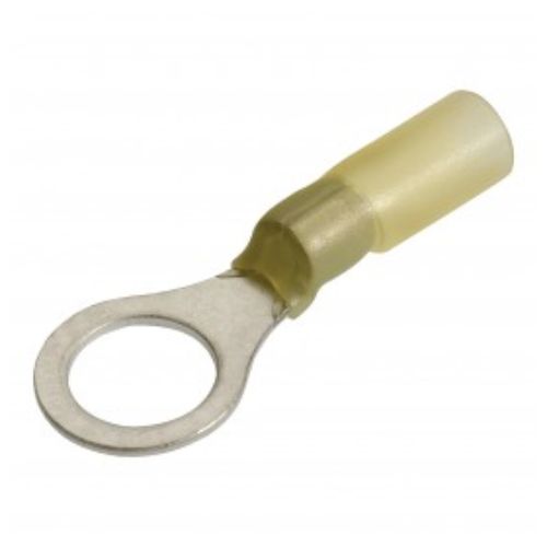 H/SHRINK RING TERMINAL YELLOW 9.5MM PK12