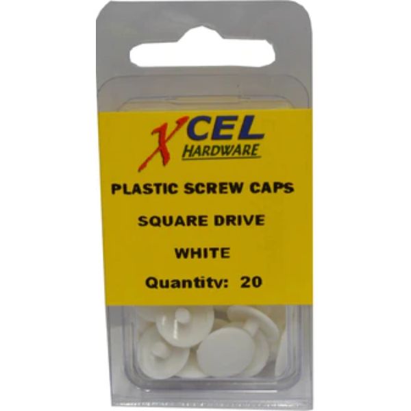 Plastic Screw Caps - Square Drive White -20- White -20-