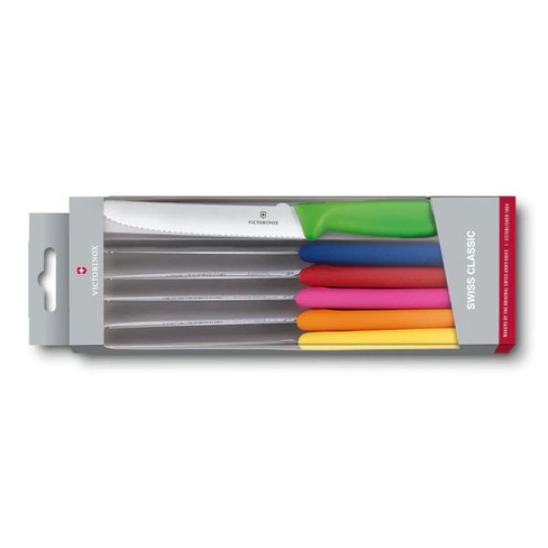 Tomato & Table Knife Set 6.7839.6G - 6 Piece Assort Colours Victorinox