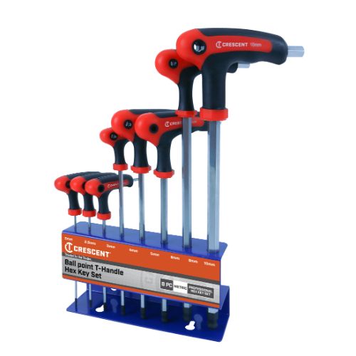 CRESCENT T HANDLE 8PCE HEX KEY BALL POINT SET